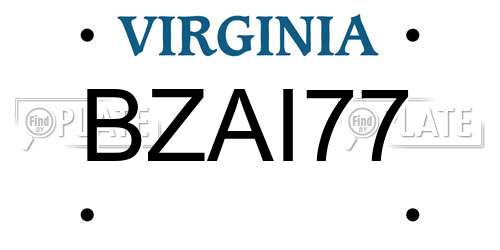 BZAI77 Virginia License Plate