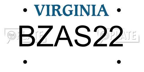 BZAS22 Virginia License Plate