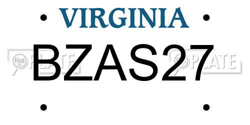 BZAS27 Virginia License Plate