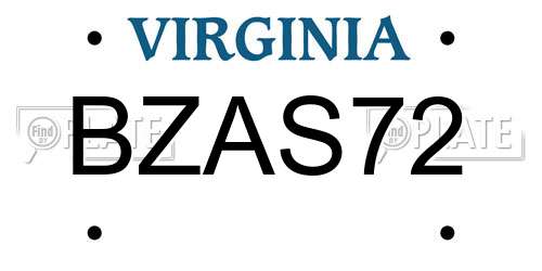 BZAS72 Virginia License Plate