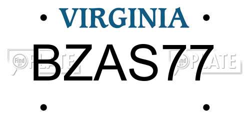 BZAS77 Virginia License Plate