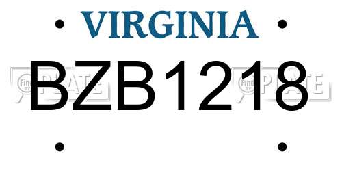 BZB1218 Virginia License Plate