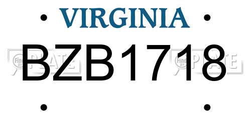 BZB1718 Virginia License Plate