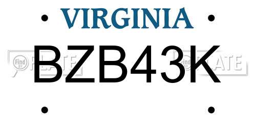 BZB43K Virginia License Plate