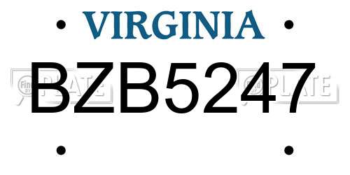 BZB5247 Virginia License Plate