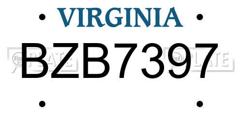 BZB7397 Virginia License Plate