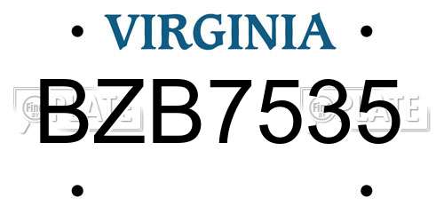 BZB7535 Virginia License Plate