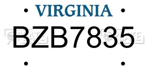 BZB7835 Virginia License Plate