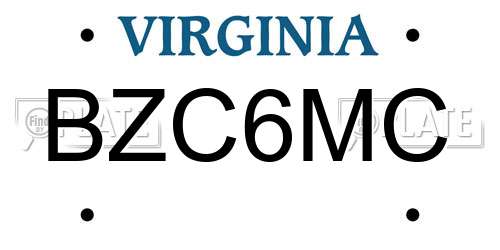 BZC6MC Virginia License Plate