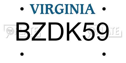 BZDK59 Virginia License Plate