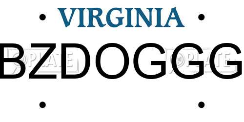 BZDOGGG Virginia License Plate