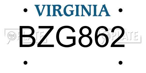 BZG862 Virginia License Plate