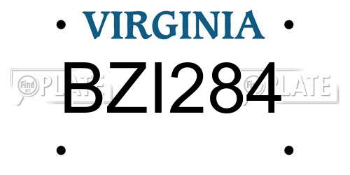 BZI284 Virginia License Plate