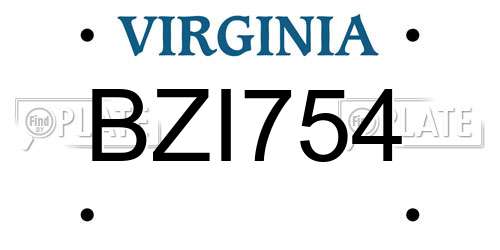 BZI754 Virginia License Plate