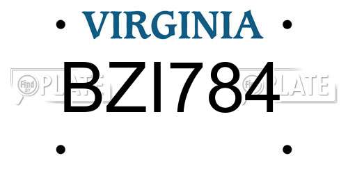 BZI784 Virginia License Plate