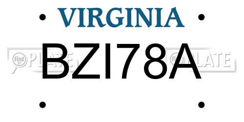 BZI78A Virginia License Plate