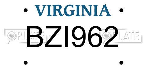 BZI962 Virginia License Plate