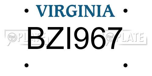 BZI967 Virginia License Plate