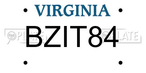 BZIT84 Virginia License Plate