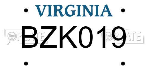 BZK019 Virginia License Plate