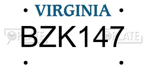 BZK147 Virginia License Plate