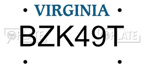 BZK49T Virginia License Plate