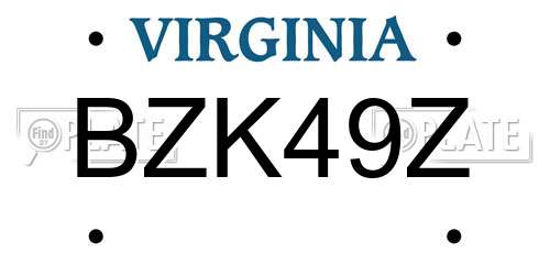 BZK49Z Virginia License Plate