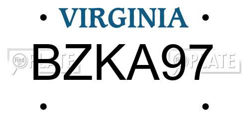 BZKA97 Virginia License Plate