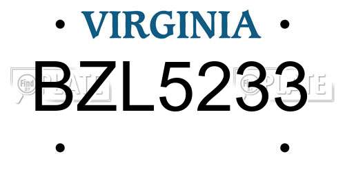 BZL5233 Virginia License Plate