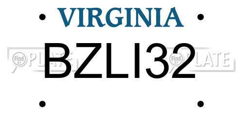 BZLI32 Virginia License Plate