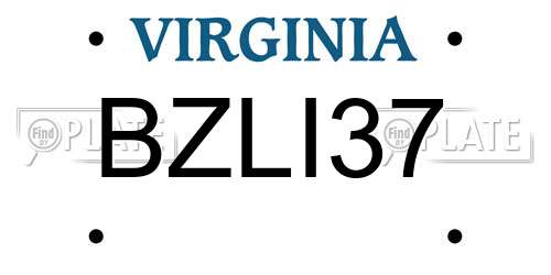 BZLI37 Virginia License Plate
