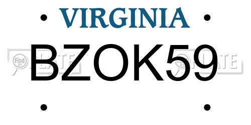 BZOK59 Virginia License Plate