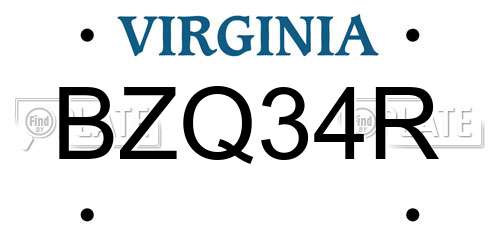 BZQ34R Virginia License Plate