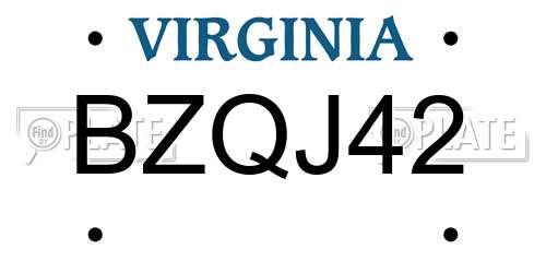 BZQJ42 Virginia License Plate