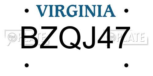 BZQJ47 Virginia License Plate