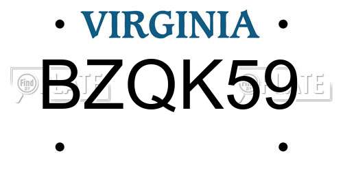 BZQK59 Virginia License Plate