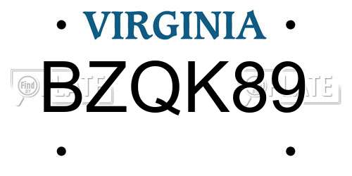 BZQK89 Virginia License Plate