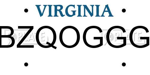 BZQOGGG Virginia License Plate