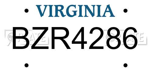 BZR4286 Virginia License Plate
