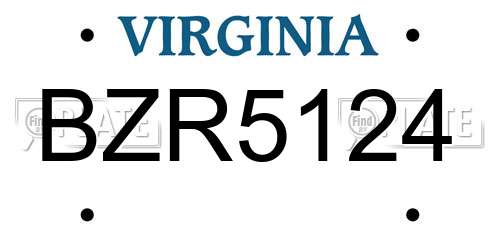 BZR5124 Virginia License Plate