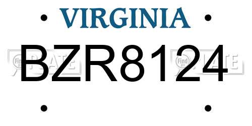 BZR8124 Virginia License Plate