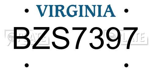 BZS7397 Virginia License Plate
