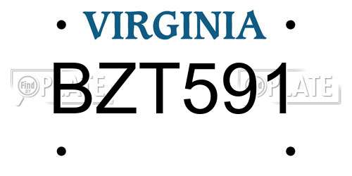 BZT591 Virginia License Plate