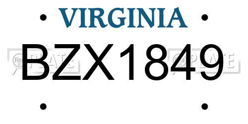 BZX1849 Virginia License Plate