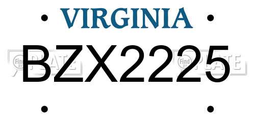 BZX2225 Virginia License Plate