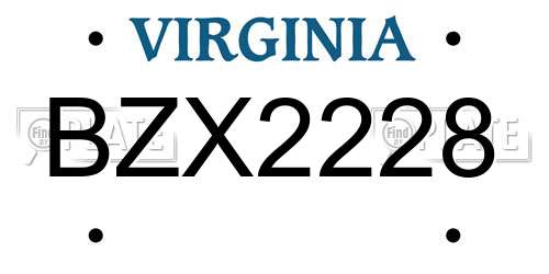 BZX2228 Virginia License Plate