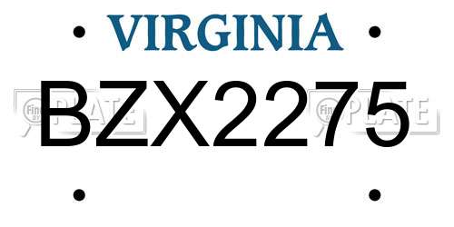 BZX2275 Virginia License Plate