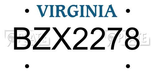 BZX2278 Virginia License Plate