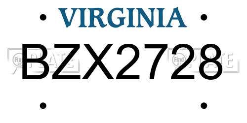 BZX2728 Virginia License Plate