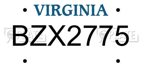 BZX2775 Virginia License Plate